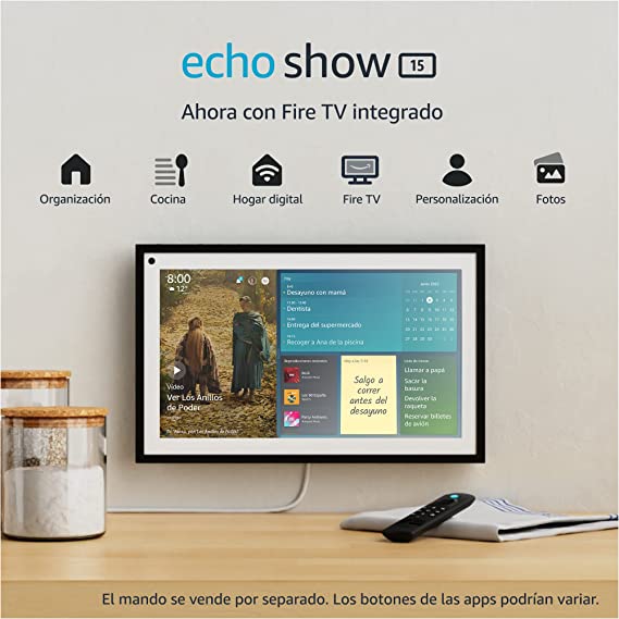 Echo Show 15 | Pantalla inteligente Full HD de 15,6" con Alexa y Fire TV integrado | Mando no incluido