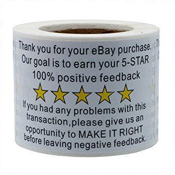 Hybsk 2"x3" eBay Thank You For Your Purchase Feedback Shipping Labels Adhesive Label 200 Per Roll