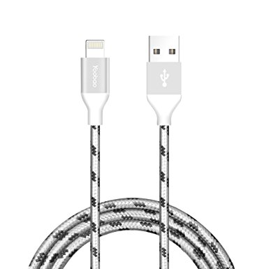 Yoobao 3ft Nylon Braided Apple MFI Certified Lightning Cable 8pin Sync Charging Cord for iPhone X, iPhone 8/ 8 Plus/ 7 / 6s/ 6s Plus/ 6/ 6 Plus/, iPad Mini 2 3 4/ Air/ Pro, iPod Touch - Black