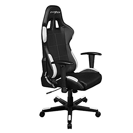 DXRacer Formula Series DOH/FD99/NW Newedge Edition Racing Bucket Seat Office Chair Computer Seat Gaming Chair DXRACER Ergonomic Desk Chair Rocker with Pillows(Black/White)