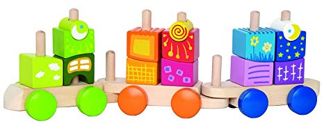 Hape Fantasia Building Blocks Toddler Push and Pull Train Set