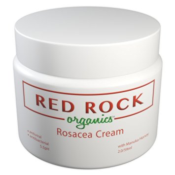 Rosacea Treatment cream - Best Advanced Redness Relief Healing Moisturizer - Natural and Hydrating Ointment for Acne, Pimples and Breakouts - with Manuka Honey by Red Rock Organics - 2 oz jar