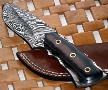 BC-204, Custom Handmade Full Tang Damascus Steel Bushcraft Knife- Stunning Easy Grip Handle