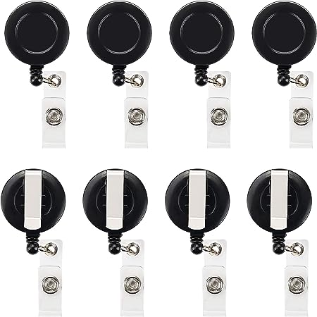 50 Pcs Retractable Badge Reel Clips Holder for Hanging ID Card Name Key Chain (Black)