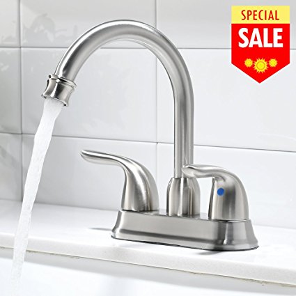 VESLA HOME Commercial Contemporary Two Handle Stainless Steel Bathroom Sink Faucet,Brushed Nickel Sink Faucets