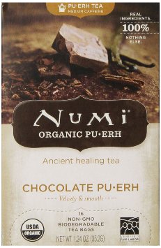 Numi Organic Tea Chocolate Pu-erh Full Leaf Black Tea 16 Count Tea Bags