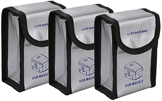 O'woda Mavic 2 Battery Bag, Fireproof Explosion-Proof Lipo Battery Safe Bag Charge Protection Guard Pouch for DJI Mavic 2 Pro/Zoom/Mavic Pro/Air RC Drone (Pack of 3)