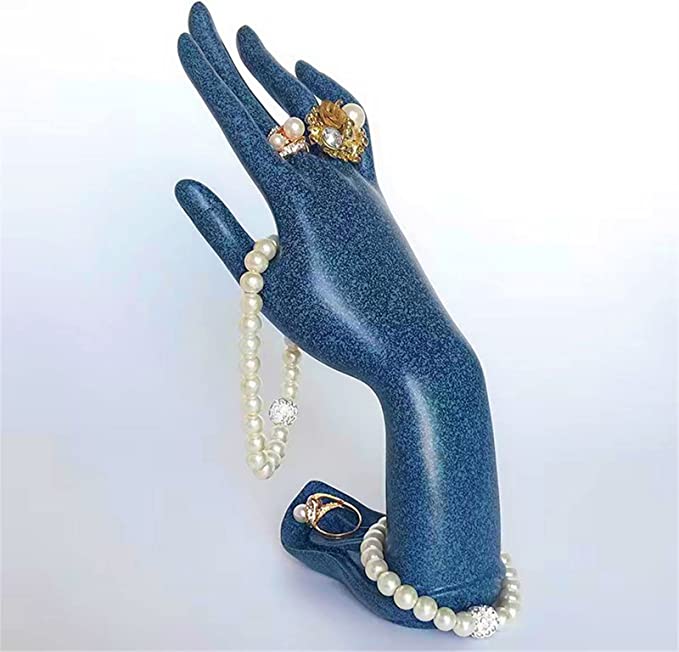 HOMEGOAL Hand Jewelry Holder, Bracelet Ring Watch Jewelry Necklace Display Holder Stand, Mannequin Hand, Polyresin, 9 Inch, Stone Blue