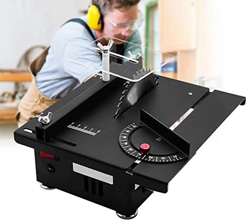 ETE ETMATE Electric Table Saw, Mini Portable Tabletop Saw Machine, Adjustable Lifting DIY Tool, for Wooden Model Metal Tile Art Craft (Small, Table Saw)