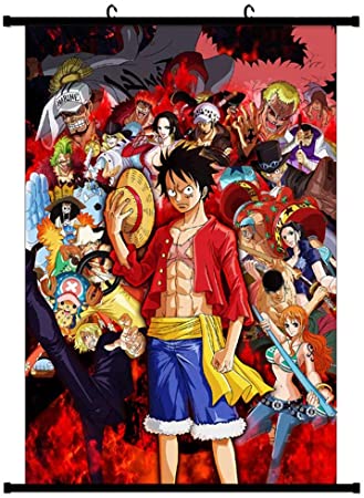 Bowinr One Piece Wall Scroll Poster, 20x30cm/7.8"x11.8" Japanese Animation Fabric Painting Home Decor for Kids Teens Adults and Anime-Fans(Style 01)
