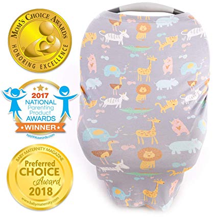 Stretchy Car Seat Covers for Babies, Nursing Cover for Breastfeeding, Nursing Scarf Carseat Canopy Breastfeeding Cover - Breast Feeding Cover ups for Boys or Girls During Summer or Winter - Jungle