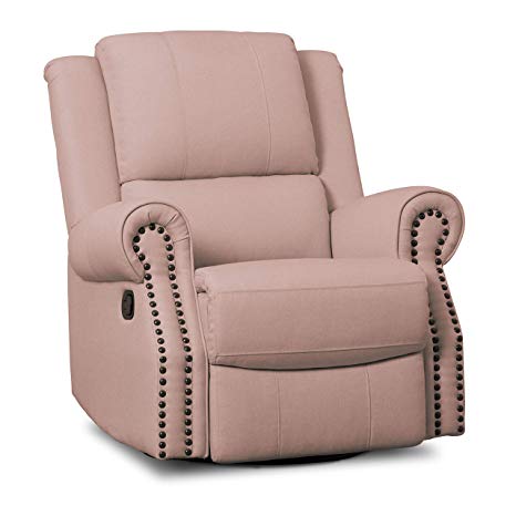 Delta Children Dylan Nursery Recliner Glider Swivel Chair, Blush