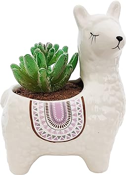 Succulent Pot, 4.5 Inch Alpaca Shaped Ceramic Succulent Cactus Flower Plant Pot Planter for Home Garden Office Decoration (Plant Not Included) (White)