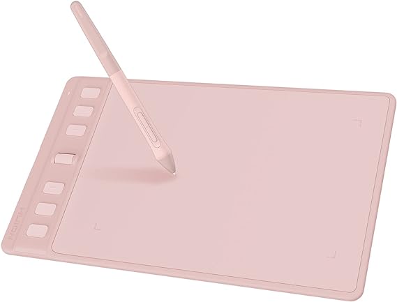 2023 HUION Graphics Drawing Tablet Inspiroy 2 Small with Scroll Wheel 6 Customized Keys Battery-Free Stylus for Digital Drawing, Design, Animation, 6x4inch Art Tablet for PC, Mac & Android, Pink