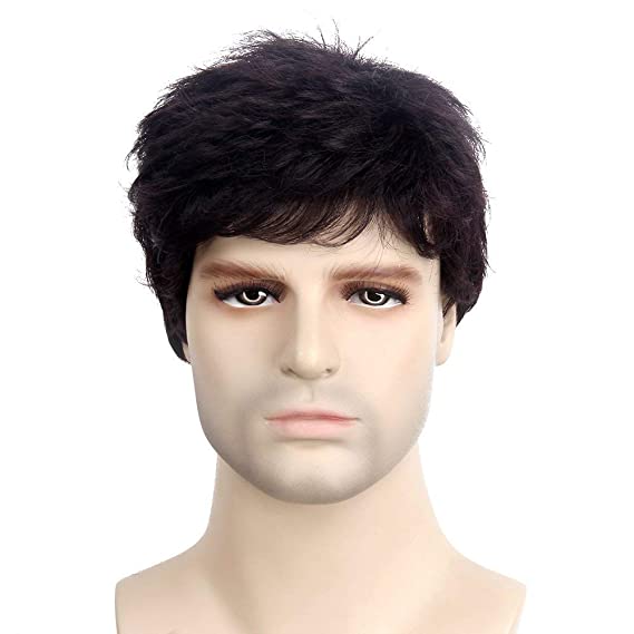 THE GRAND Synthetic Hair Gents Wig Full Head Hair Wig For Men Wig Natural Black (Pack of 1)