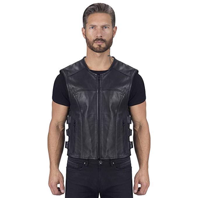Viking Cycle Odin Leather Motorcycle Vest for Men (2XL)