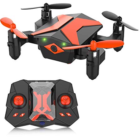 Mini Drone for Kids, RC Helicopter Portable Foldable Drone for Beginners RC Quadcopter w/One Key Take Off, Headless Mode, Altitude Hold, 3D Flip, 2.4Ghz 6-Axis Gyro, Mini Drone Great Gifts for Kids