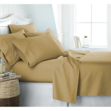 Egyptian Luxury 1800 Hotel Collection Bed Sheet Set - Deep Pockets, Wrinkle and Fade Resistant, Hypoallergenic Sheet and Pillow Case Set - (Queen,Camel)