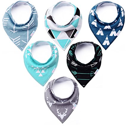 KiddyByte Premium Baby Bibs - Cute Designs for Boys, Super Drool Absorbent 100% Organic Cotton, 6-Pack Gift Set