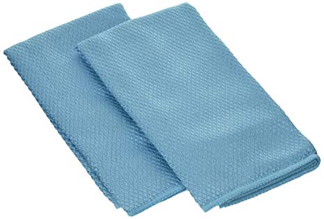 Wine Enthusiast Set of 4 Microfiber Wine Glass Towels, Blue