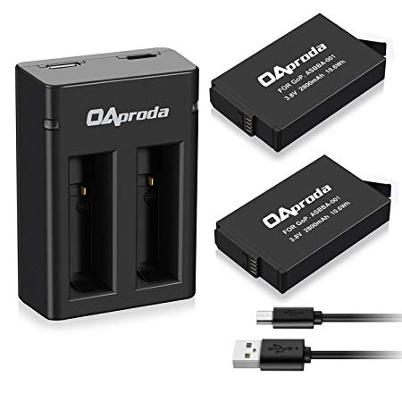 OAproda 2 Pack Replacement Gopro Fusion Battery & Dual Slot Charger with Micro USB & Type-C Inputs for Gopro Fusion 360 Degree Sport Camera ASBBA-001 Battery (2800mAh,100% Compatible with Original)
