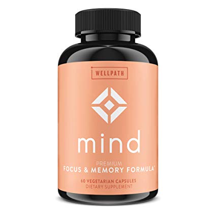 Mind Premium Brain Support Supplement - Natural Formula to Boost Focus & Memory - with Lion’s Mane, Ginkgo Biloba, L-Theanine - Long Term Brain Support | 60 Veg Capsules