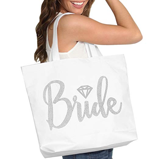 Bride, Bridal Party Tote Bag - Diamond Rhinestone Bride, Bridesmaid, Maid Of Honor - Bridal Shower Gifts Accessories