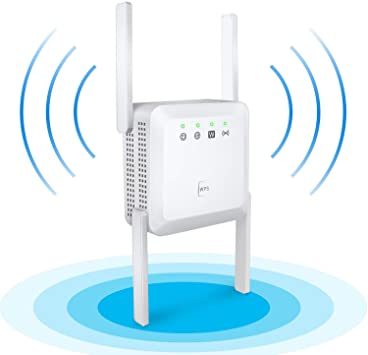 1200Mbps WiFi Range Extender, 5ghz & 2.4ghz Dual Band WiFi Booster, WiFi Repeater Wireless Signal 4 Antennas 360° Full Coverage, WPS Easy Setup Extend The WiFi Signal to Smart Home