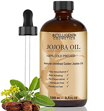 Jojoba Oil - 100% Pure Organic Virgin Cold Pressed Unrefined Golden Jojoba Oil (100ml), Best Known Oil for Sensitive and Acne Prone Skin, Beneficial for Face, Skin, Body and Hair