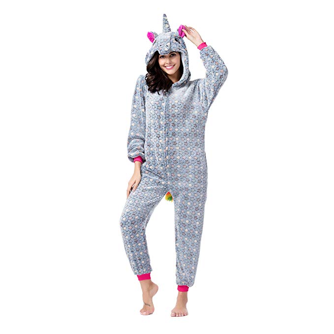 RONGTAI Animal Unicorn Onesie Pajamas，Adult Men Women Unisex Fannel Cosplay Costume