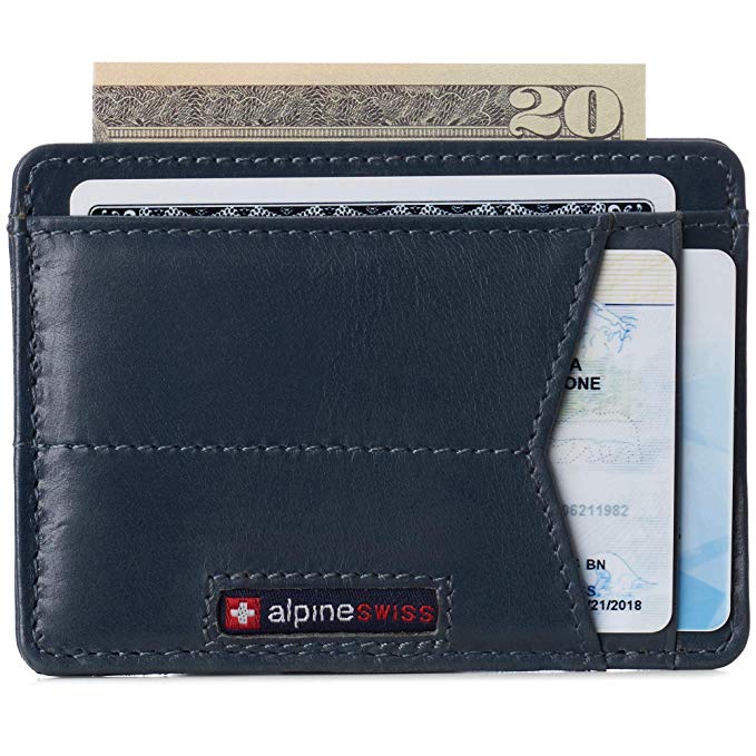 Alpine Swiss RFID Minimalist Oliver Front Pocket Wallet For Men Leather