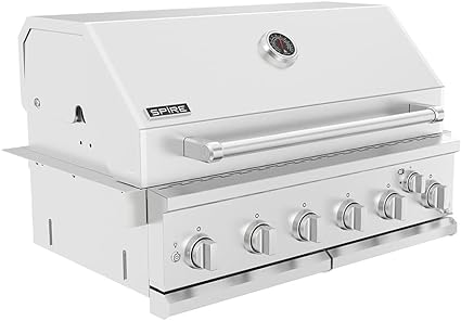 Spire Premium Grill Built-in Head, 6-Burner with Rear Burner Propane Grill, Convertible to Natural Gas, 36 inches Built-In Island Grill Head, Stainless Steel, BBQ Grill Island