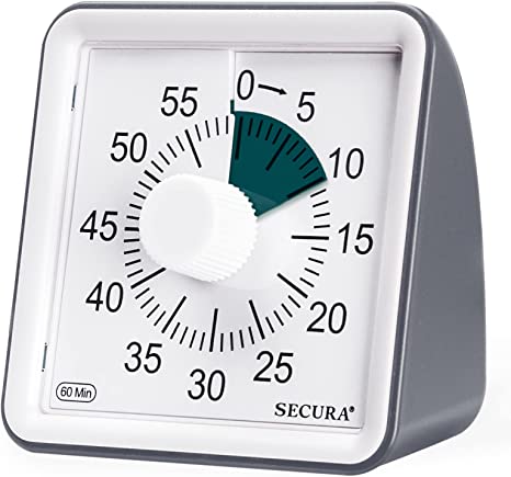 Secura 60-Minute Visual Timer, Classroom Classroom Timer, Countdown Timer for Kids and Adults, Time Management Tool for Teaching (Dark Green & Dark Gray)