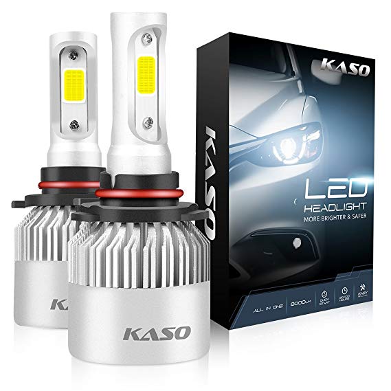 9005 LED Headlight Bulbs, 3 Years Warranty, KASO RX2 All in One Conversion Kit HB3 8000Lm 72W/Set 6500K Cool White Highly Waterproof (HB3 9005)