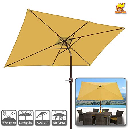 Strong Camel 10 FT Outdoor Market Patio Umbrella w/Crank Tilt Adjustment (Tan)