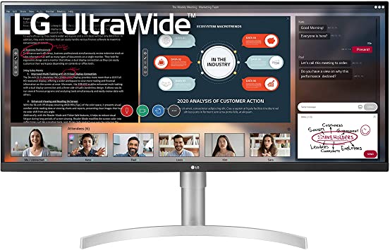 LG 34WN650-W 34-Inch 21:9 UltraWide Full HD (2560 x 1080) IPS Display with VESA DisplayHDR 400 and AMD FreeSync, Silver