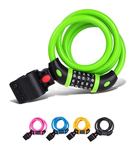 TONYON Bike Lock Cable Mountain bike Steel wire lock High elastic steel cable Anti-theft Bicycle lock ring Coiling Resettable Combination Cable bicycle lock/Mountain bike lock for coupons
