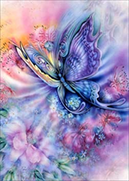 Purple Butterfly Diamond Painting Kits - PigBoss 5D Full Diamond Painting by Numbers - Crystal Diamond Dot Kits Home Decor Art Gift (11.8 x 15.7 inches)