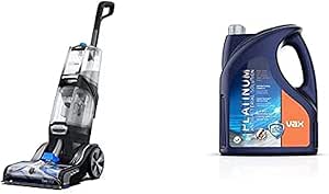 Vax 1-1-142257 Platinum Smartwash Carpet Cleaner, Charcoal/Blue with 1-9-142405 Platinum Antibacterial Carpet Cleaner Solution, 4 L, Blue