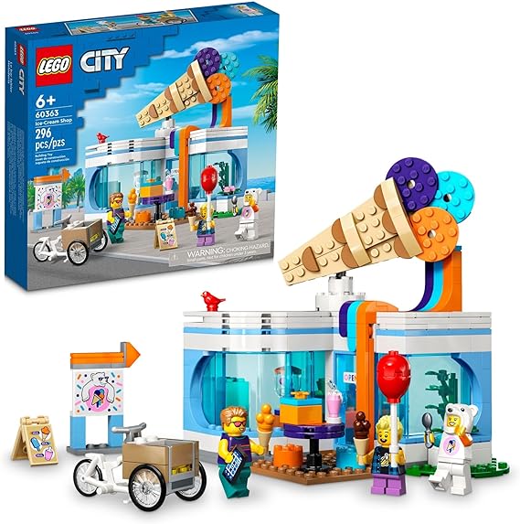 LEGO City Ice-Cream Shop 60363 Building Toy Set, Includes a Cargo Bike, 3 Minifigures and Lots of Fun Features and Accessories for Imaginative Role Play, Great Birthday Gift Idea for Kids