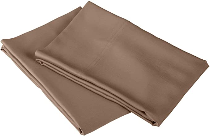 Whasmos Decor 100% Cotton - Set of 2 Bedding Pillowcases - 400 Thread Count - Elegant Stitched Pillowcases - Queen (20"x30" Inches) - Taupe Solid