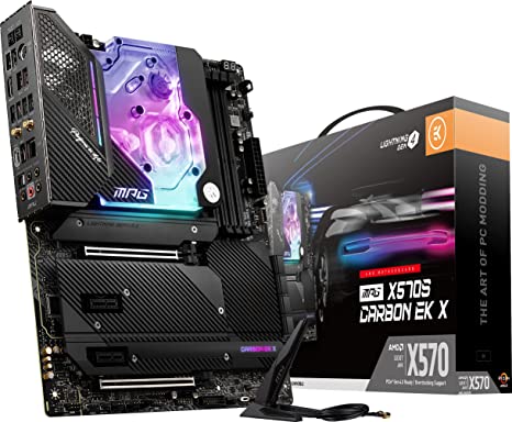 MSI MPG X570S Carbon EK X Gaming Motherboard (ATX, AMD, Socket AM4. DDR4, PCIe 4, CFX, M.2 Slots, Wi-Fi 6E)