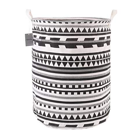 Laundry Basket Hamper Bag Large Foldable Collapsible Accessories Drawstring Waterproof Cotton Space Saving Storage Organizer Perfect For Kids Boys Girls Toys Room, Bedroom, Nursery,Home(Black)