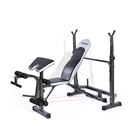 TOMSHOO Adjustable Multi-Station Weight Bench Press Incline Flat Decline Sit Up Bench Weight AB Bench Board Exercise Barbell Squat Rack Home Gym Fitness Workout Equipment