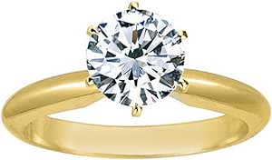 14K White Gold 1 Carat Lab Grown 6 Prong Solitaire Round Cut IGI CERTIFIED Diamond Engagement Ring (1 Ct,H-I Color VS2-SI1 Clarity)