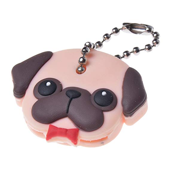 Lychee Cute Dog Cat Puppy Pug PVC Key Cover Cap Key Chain Keyring Rabbit Gift
