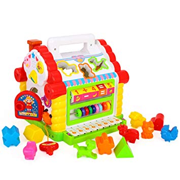 Early Education 1 Year Olds Baby Toy Multifunctional Wisdom Funny House with Music/Light/Cubic Block for Children & Kids Boys and Girls