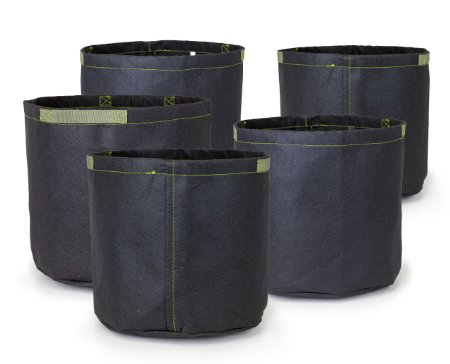 247Garden Aeration 10-Gallon Fabric Pots w/Handles (5-Pack, Black Planters Grow Bags)