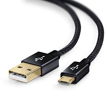 Primewire - 50 cm Premium MicroUSB to USB Kabel - Metal Plug Nylon braided- extremely durable - flexible Charger and Data Cable - gold plated contacts - up to 2,4A charging current