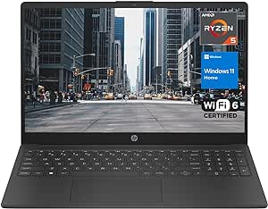 HP 2023 Newest Laptop, 15.6" FHD Display, AMD Ryzen 5 7530U Processor (Beats i7-1165G7), 16GB RAM, 512GB SSD, Webcam, HDMI, Wi-Fi 6, Windows 11 Home, Black, KKE Accessories